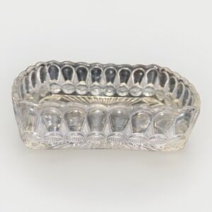 Vintage EAPG Thompson Glass Co Bowtie Rectangular Serving Bowl Ornate Antique